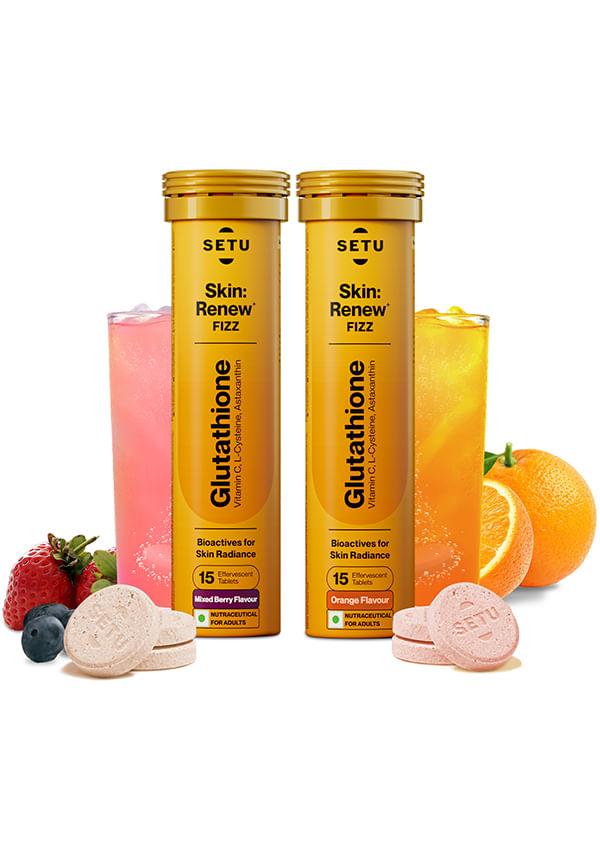 Skin Renew 15 Effervescent Tablets Mixed Berry & Orange Flavour, Sugar-Free