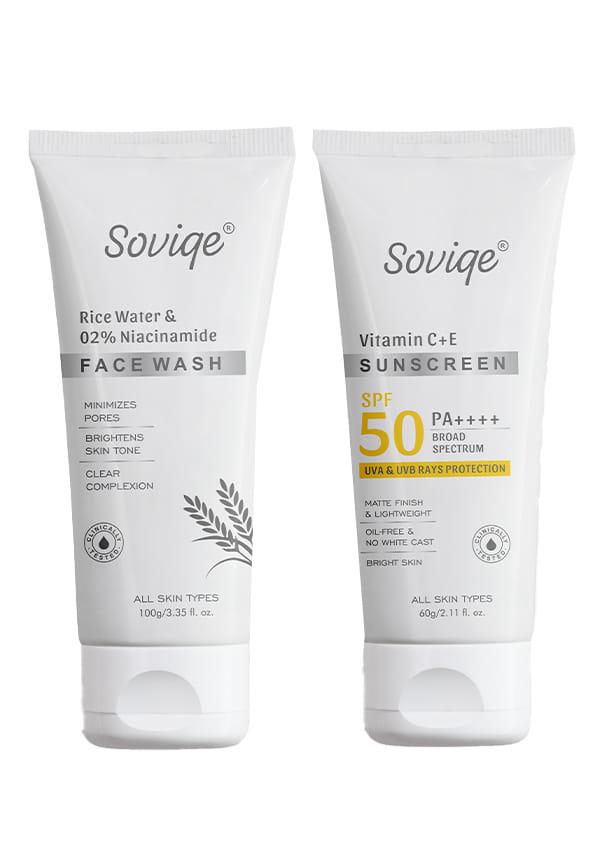 Daily Glow Combo – Rice Face Wash & Broad Spectrum Sunscreen
