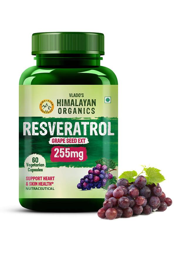 Vlado's HImalayan Organics Resveratrol 255mg with Grape Seed Extract Supplement