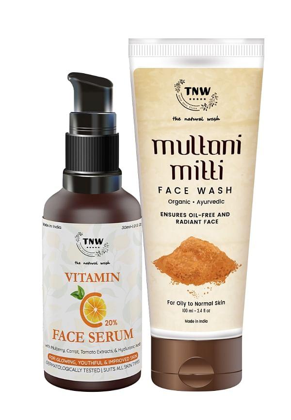 Multani Mitti Face Wash for Oily skin to Normal skin with Vitamin C Serum Reduce hyperpigmentation & Dark Spots