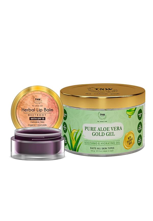 Beetroot Lip Balm + Pure Aloe Vera Gold Gel 100GM