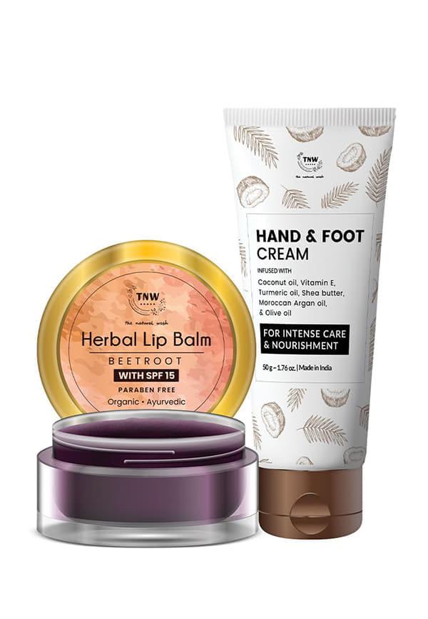 Hand Cream/Foot Cream with Vitamin E + Beetroot Lip Balm 5 Gm For Dry Damaged and Chapped Lips| For Nourished Lips A Perfect Lip Moisturizer LipBalm 