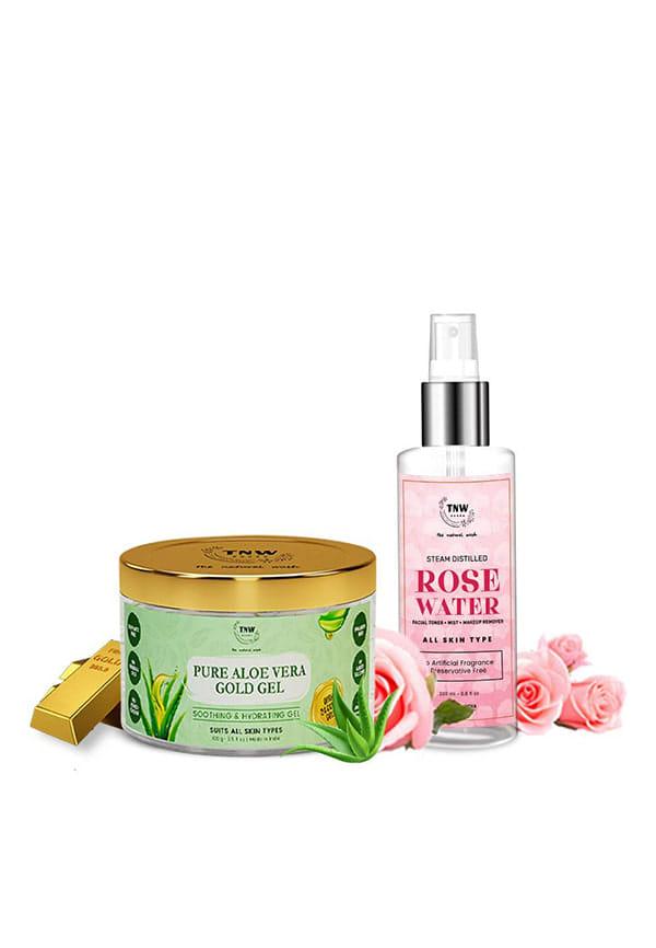 Rose Water 200ML + Pure Aloe Vera Gold Gel 100GM