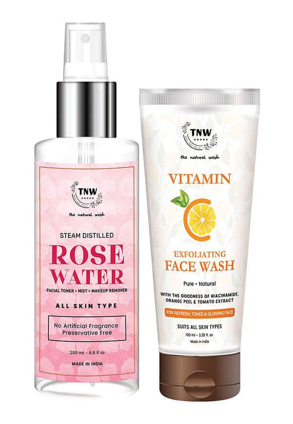 Rose Water 200ml + Vitamin C Exfoliating Face Wash