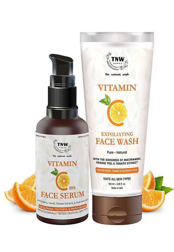 Vitamin C Face Serum + Vitamin C Exfoliating Face Wash
