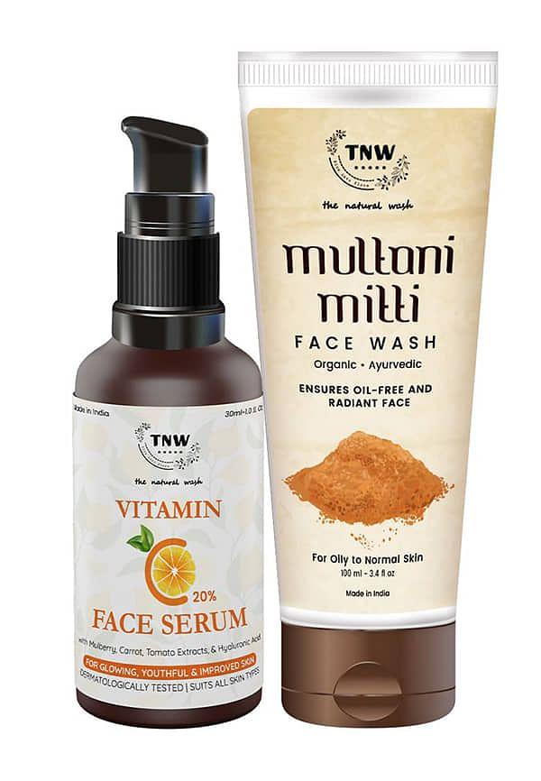 Vitamin C Face Serum 30ml + Multani Mitti Face Wash 100ml