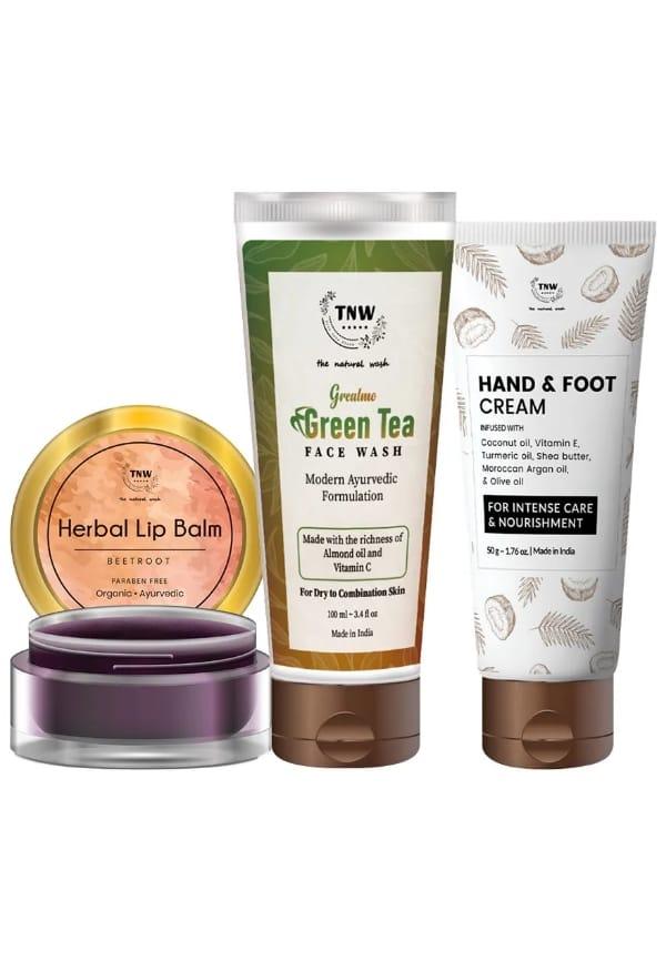 Hand And Foot Cream 50gm + Green Tea Face Wash 100ml + Beetroot Lip Balm 5gm