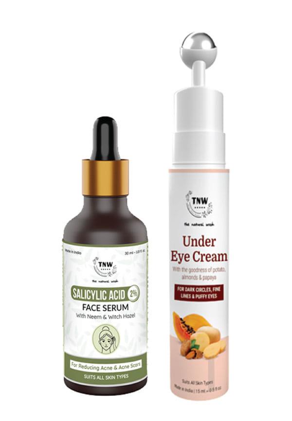 Salicylic Acid Face Serum & Under Eye Cream for Acne & Dark Circles