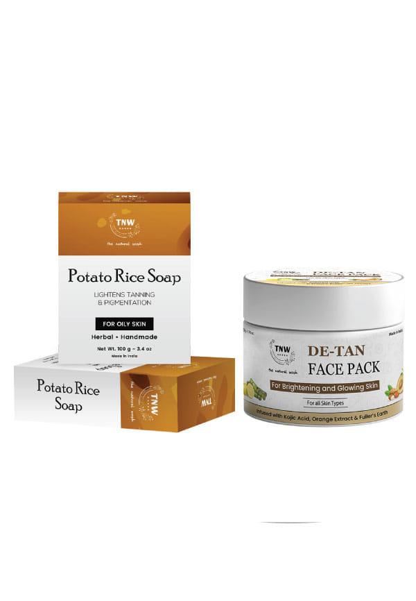 De-Tan Face Pack & Potato Rice Soap for Oily Skin