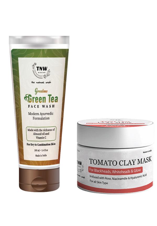 Tomato Clay Mask & Green Tea Face Wash with Nourishing Ingredients