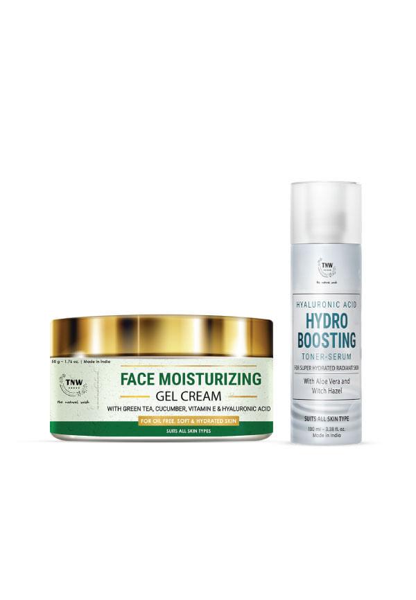Face Moisturizing Gel Cream and Hyaluronic Acid Hydro Boosting Toner-Serum