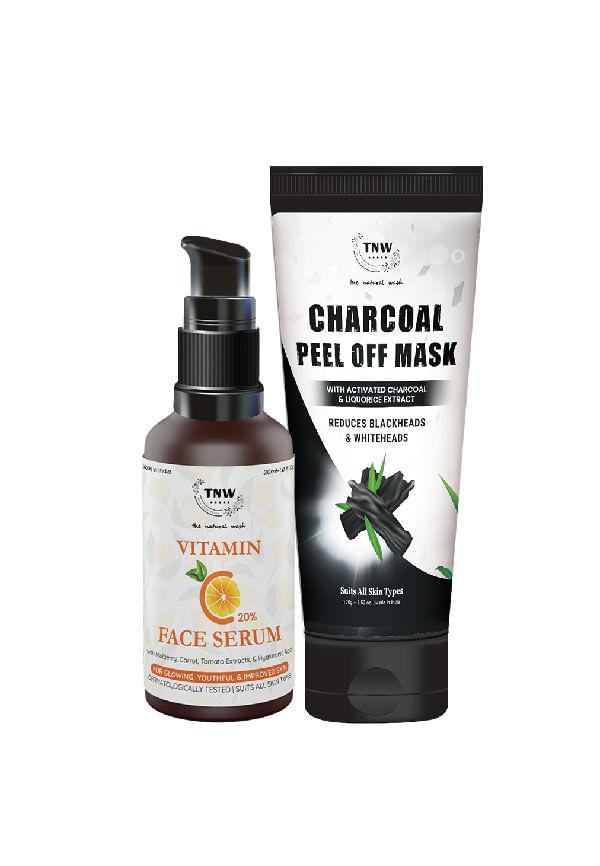 Charcoal Peel Off Mask + Vitamin C Face Serum