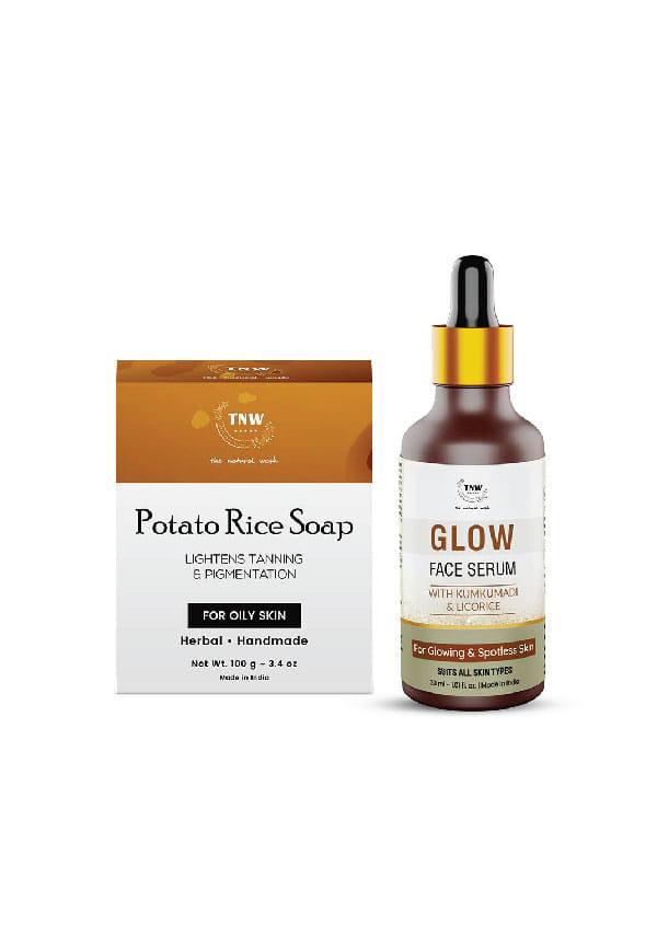 Skincare Combo with Glow Face Serum & Potato Rice Soap | For Glowing Skin & Removing Tanning | Paraben & SulphateFree
