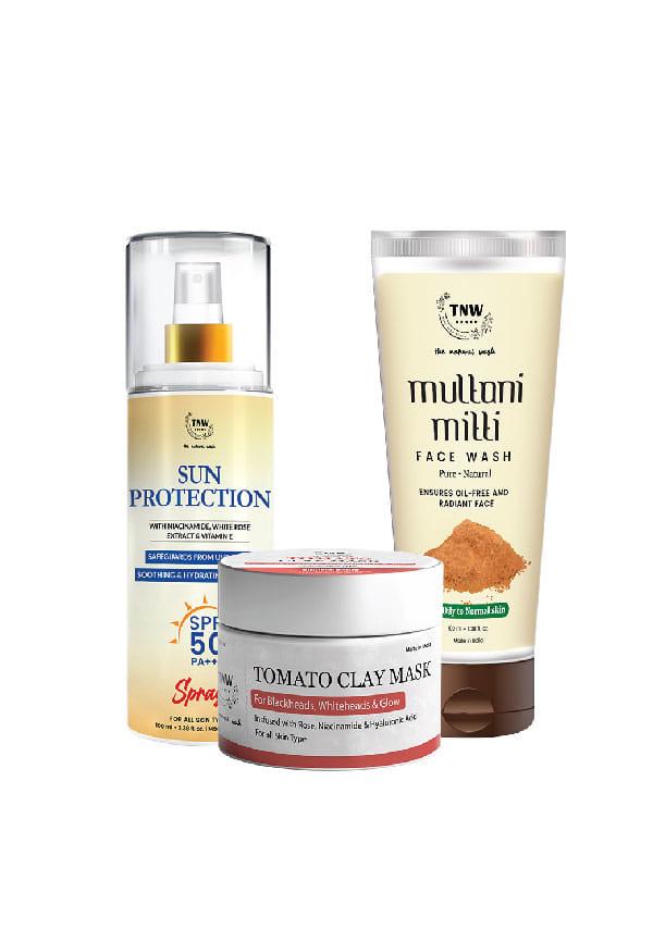 Sun Protection Spf 50 + Tomato Clay Mask + Multani Mitti Face Wash