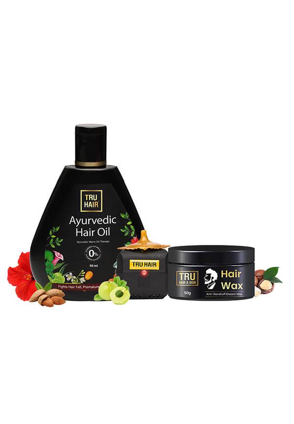 Ayurvedic Hair Oil with Heater + Hair Wax Cream for Men
