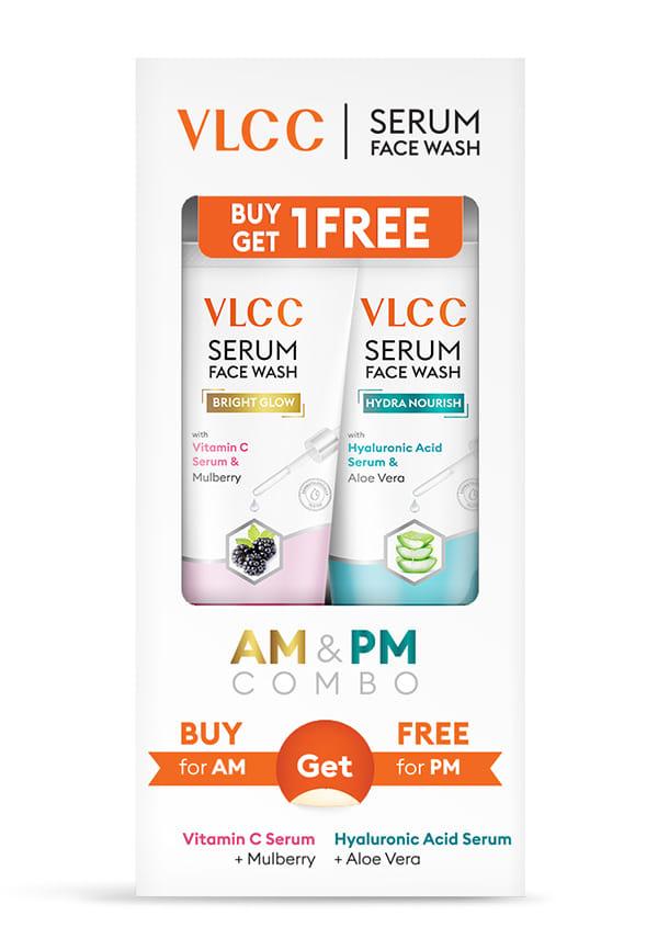 Vitamin C & Mulberry Serum Facewash to Reduce Blemishes & Brighten for AM with Free Hyaluronic Acid & Aloe Vera Serum Facewash to Strengthen Skin Bar