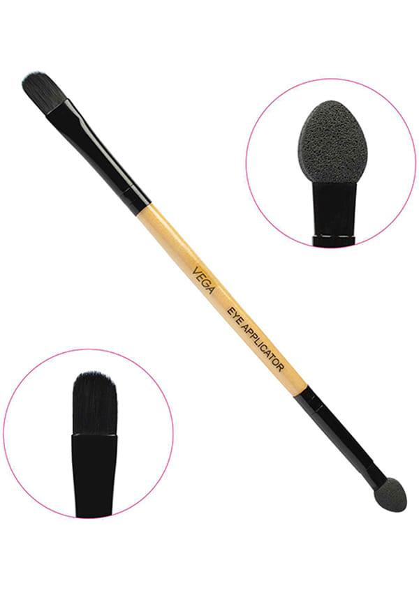 Vega 2 In 1 Mini Makeup Brush with Eye Shadow & Eye Applicator, Brown, (DMB-01)