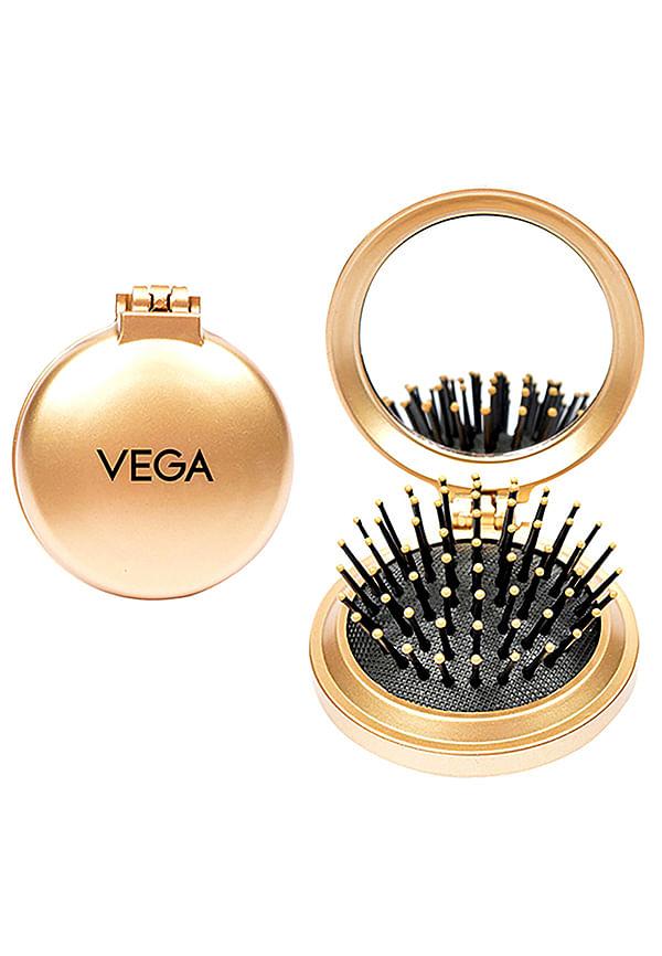 Compact Hair Brushwith Foldable Mirror for Men and Women (R2-FM)