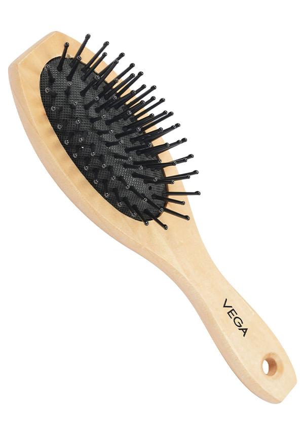Vega Small Wooden Cushioned Hair Brush (India's No.1* Hair Bursh Brand) for Men and Women (E2-BB)