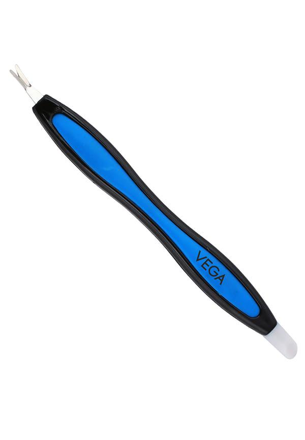 Vega Soft Touch Cutical Trimmer and Pusher, Black / Blue (CTP-01 N)