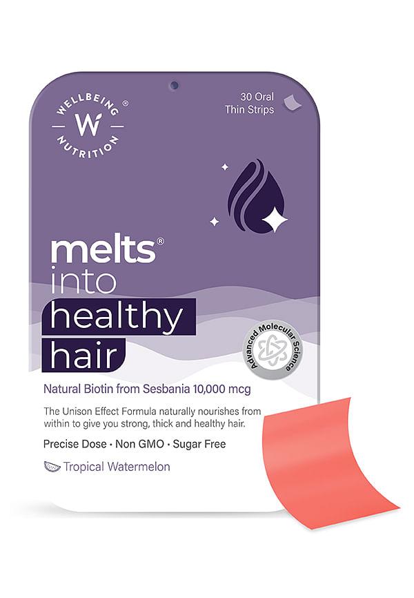 Melts Healthy Hair - Plant Based Wholefood Biotin 4000 mcg from Sesbania (30 Oral Strips)