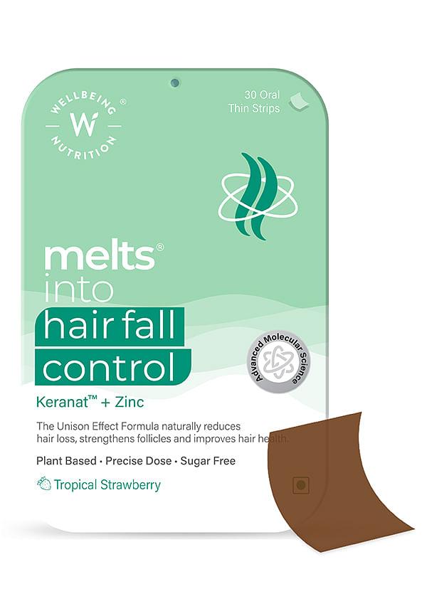 Melts Hair Fall Control Keranat & Zinc, Hair Loss Support to Improve Hair Anchoring (30 Oral Strips)