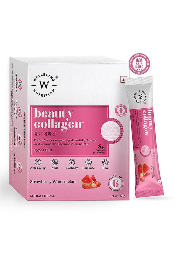 Beauty Korean Marine Collagen | Strawberry Watermelon 6 Sachets