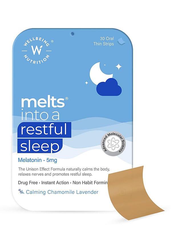 Melts Restful Sleep | Plant-Based Melatonin 5mg for Deep Sleep 30 Oral Strips