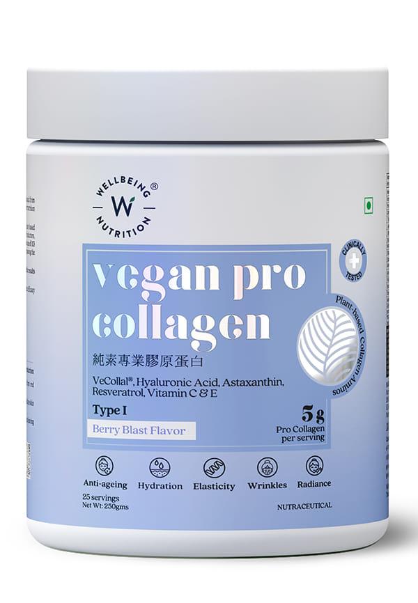 Vegan Pro Collagen | Clinically Proven Plant Based Peptides, Hyaluronic acid, Astaxanthin, Resveratrol