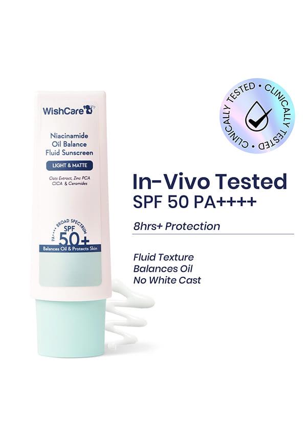WishCare Niacinamide Oil Balance Sunscreen SPF 50 PA++++ - In-Vivo Tested