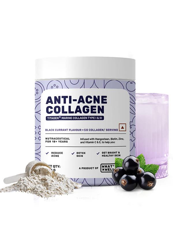 Anti Acne Collagen With Zinc, Mangosteen, & Biotin to treat Adult Acne - Black Currant Flavour