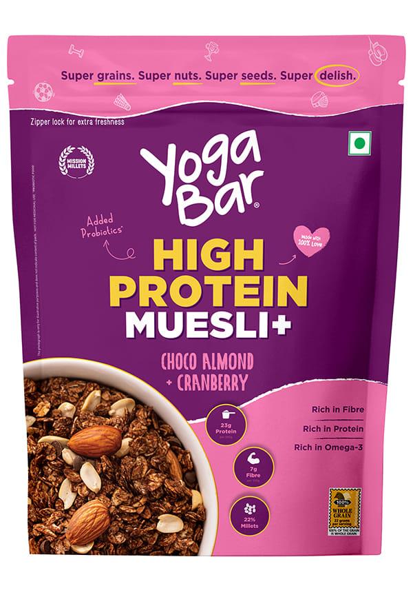 High Protein Muesli | Choco Almond and Cranberry | Added Probiotics