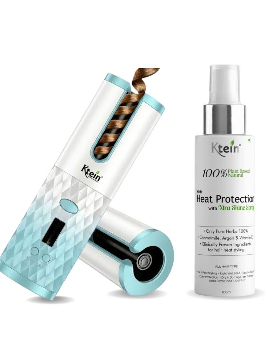 Extra Shine Heat Protection Spray & New Advanced Curl Pro Automatic Hair Curler | Hair Styling Combo
