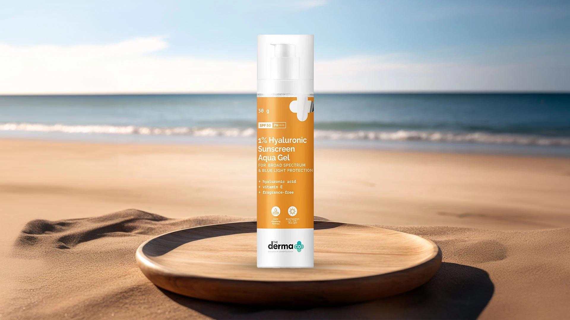 The Derma Co. 1% Hyaluronic Sunscreen SPF 50 Aqua Gel: The Best Non-Greasy SPF