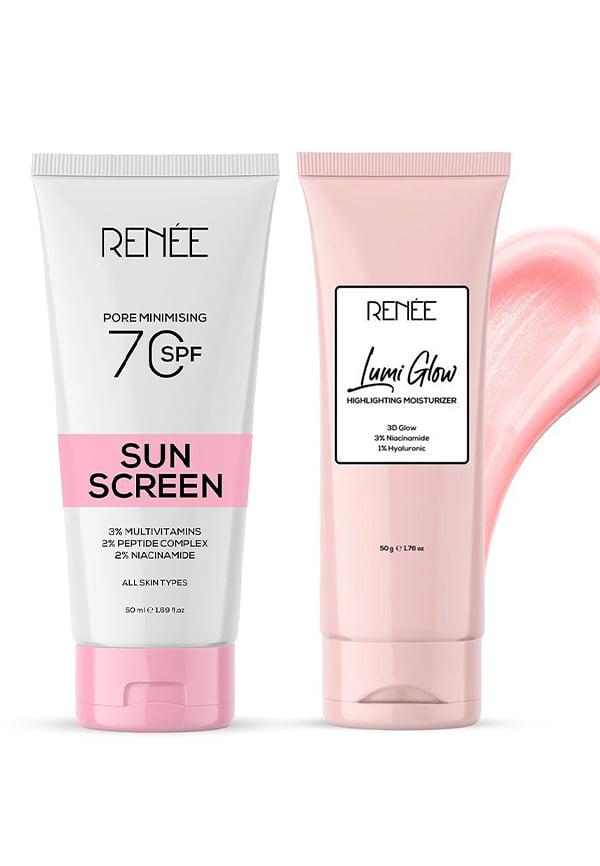 Pore Minimising Sunscreen + Lumi Glow Highlighter Moisturizer