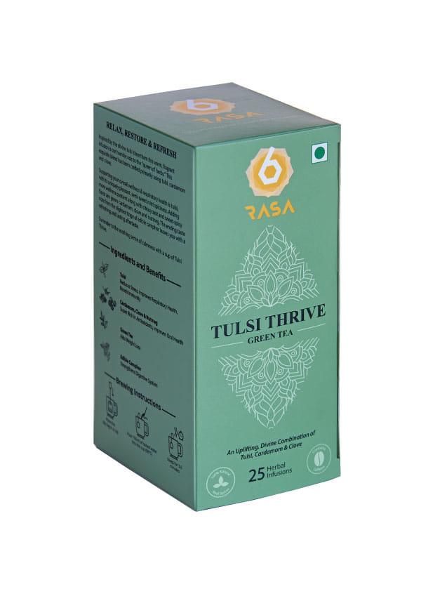 Tulsi Thrive Green Tea Bags with Cardamom, Clove. For Stress Relief, Immunity & Respiratory Health
