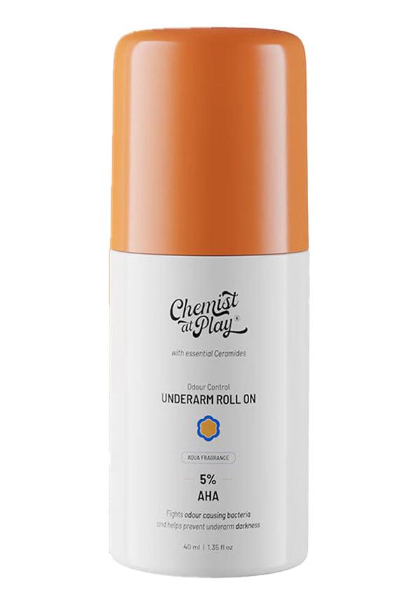 UnderArm Roll On with 4% Lactic Acid & 1% Mandelic Acid - Long Lasting Aqua Fragrance