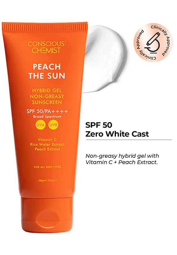 Peach The Sun Sunscreen SPF 50 PA++++ With Vitamin C- Non-Greasy