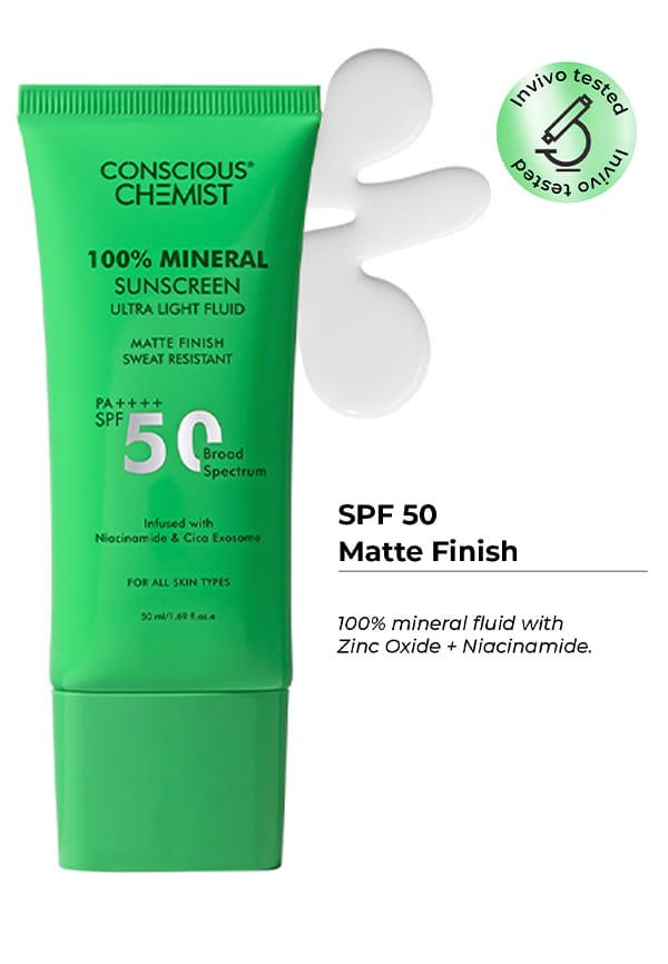 100% Mineral Sunscreen Ultra Light Fluid SPF 50 PA++++