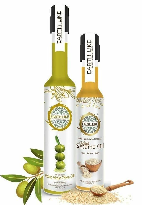 Virgin Olive Oil & Cold Pressed Sesame Oil Combo for Hair, Skin & Massage