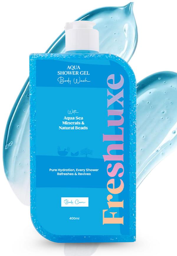 Aqua Essence Shower Gel & Body Wash Sea Salt & Scrub Beads Deep Hydration & Refreshing Cleanse