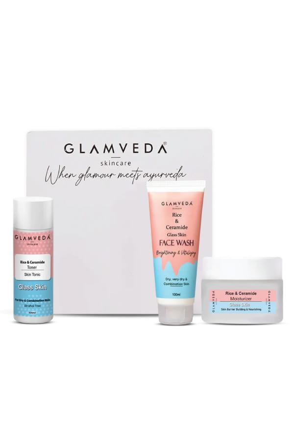 Korean Glass Skin Rice & Ceramide 3 Step Daily Skincare Routine For Women with Gift Box