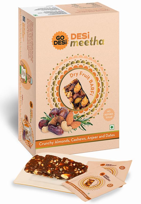 Dry Fruit Barfi, Indian Sweets Gift Pack, Individually Wrapped Burfi, DESi Meetha