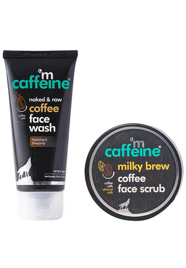 Coffee Face Wash for Fresh & Glowing Skin+ Naked & Raw Milky Brew Face Scrub