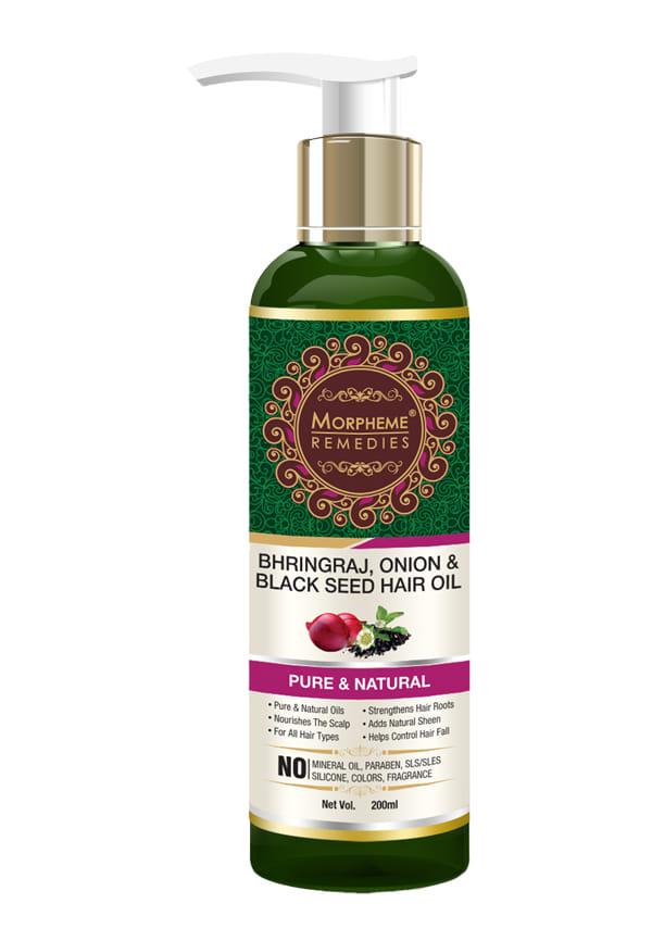 Morpheme Remedies Bhringraj, Onion & Black Seed Hair Oil - No Mineral Oil & Silicones