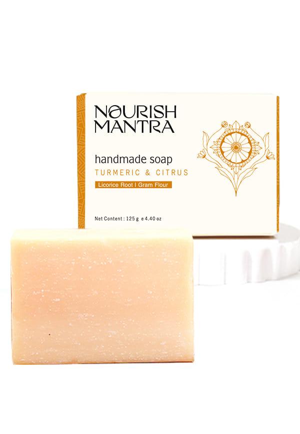 Turmeric & Citrus Handmade Bathing Soap for Tan Removal & Improved Skin Tone - 125 gm