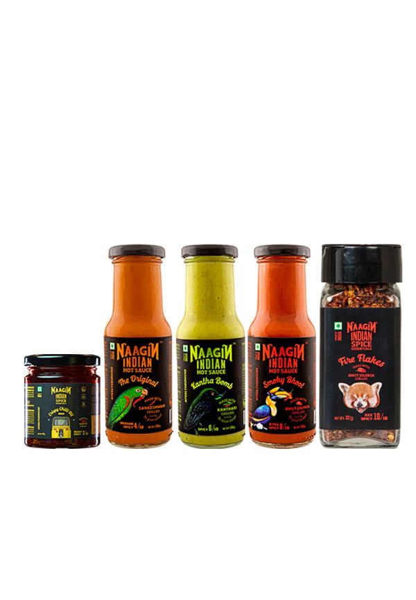 Indian Hot Sauce Combo - The Original, Kantha Bomb & Smoky Bhoot , Mirchi Maestro - Indian Spice Essentials - Crispy Chilli Oil & Indian Bhut Jolokia