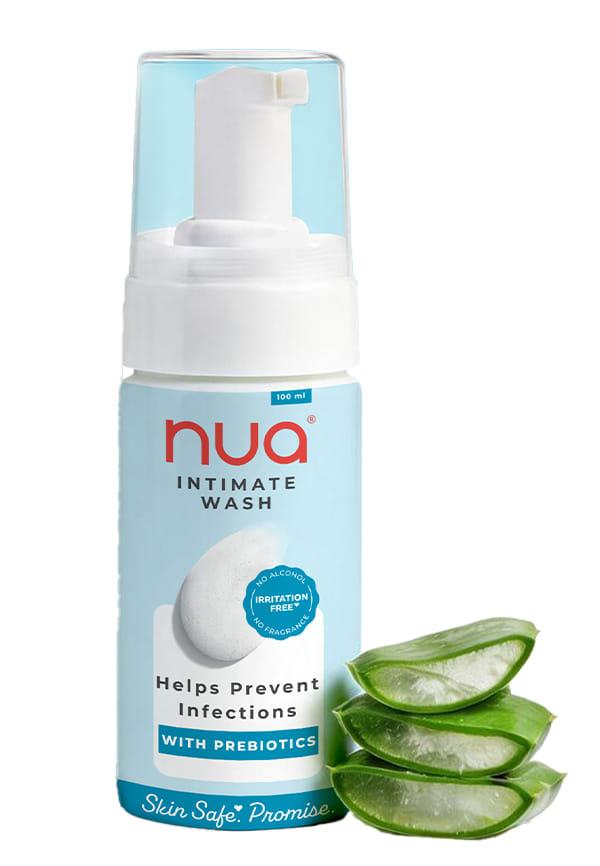 Nua Foaming Intimate Wash with Aloe Vera + Lactic Acid, 100ml
