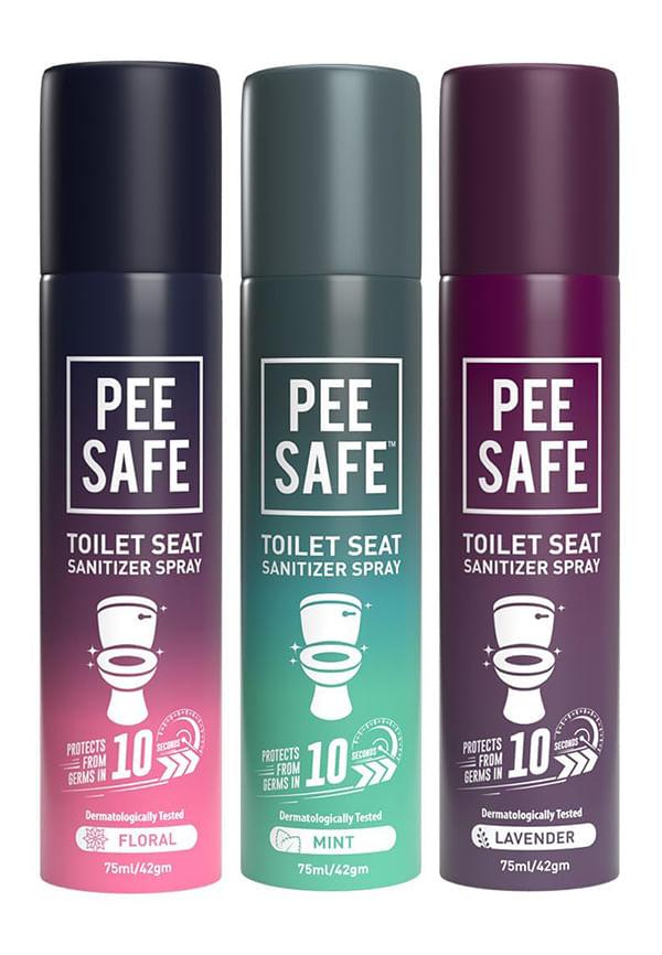 Toilet Seat Sanitizer Spray - Mint, Lavender, Floral - Pack of 3