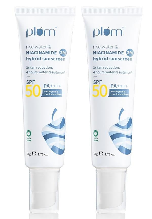 2% Niacinamide & Rice Water Hybrid Face Sunscreen with SPF 50 PA+++ | Pack Of 2